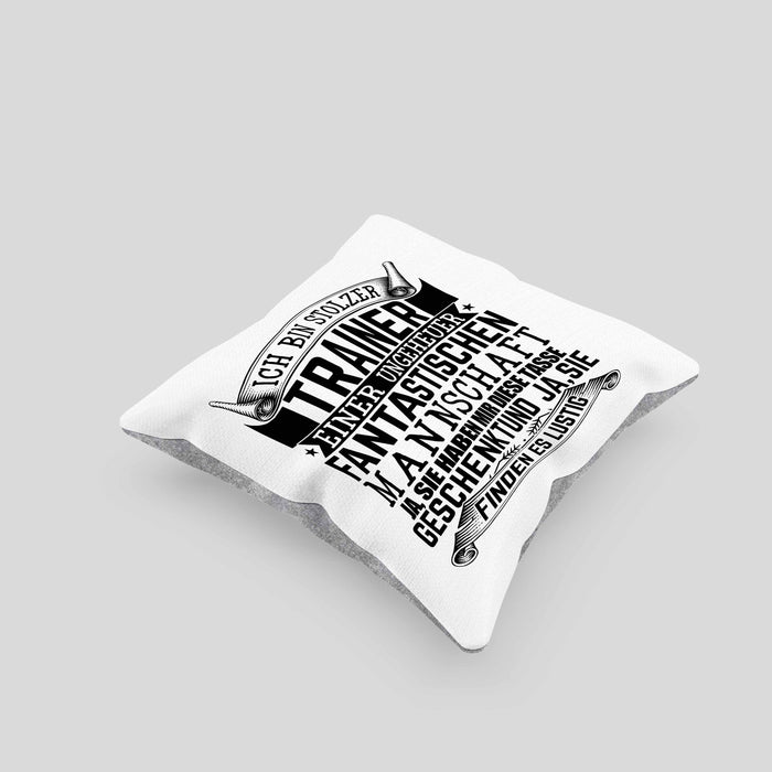 Trainer Geschenk Kissen mit Füllung 40x40 Ich Bin Stolzer Trainer Fußball Basketball Eis-Hockey Trainer Geschenkidee (Grau) Grau Trendation