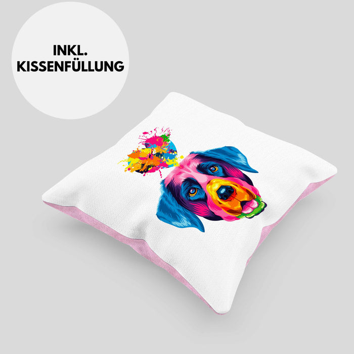 Labrador Herz Farbe Besitzer Kissen mit Füllung 40x40 Geschenk Lustiger Spruch Geschenkidee Labrador Liebhaber (Grau) Rosa Trendation
