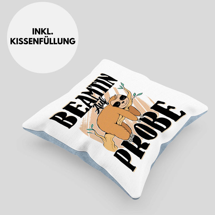 Beamtin Auf Probe Kissen mit Füllung 40x40 Geschenk Faultier Geschenkidee (Grau) Blau Trendation