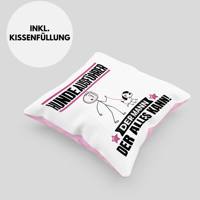Hundeausführer Kissen mit Füllung 40x40 Geschenk für Hundeausführer Der Mann Der Alles Kann Geschenkidee zum Geburtstag (Grau) Rosa Trendation