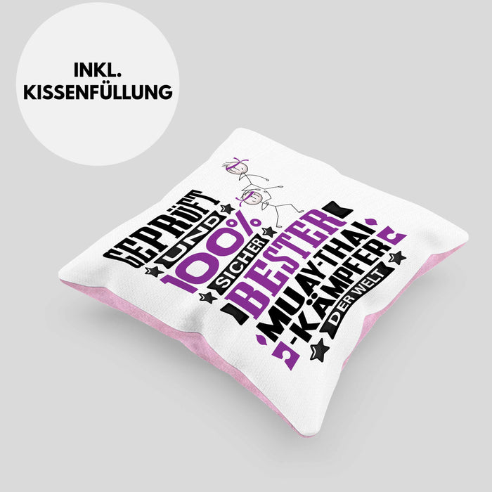 Muay-Thai-Kämpfer Geschenk Lustiger Spruch für Muay-Thai-Kämpfer Geschenkidee Bester Muay-Thai-Kämpfer Der WeltKissen mit Füllung 40x40 (Grau) Rosa Trendation
