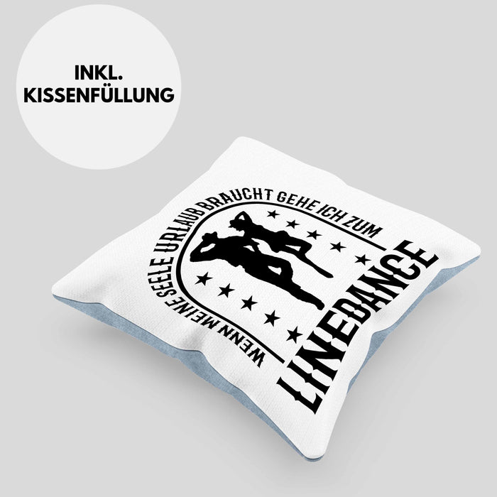Lustige Kissen mit Füllung 40x40 für Line Dance Fans Spruch Line Dance Tänzerin (Grau) Blau Trendation