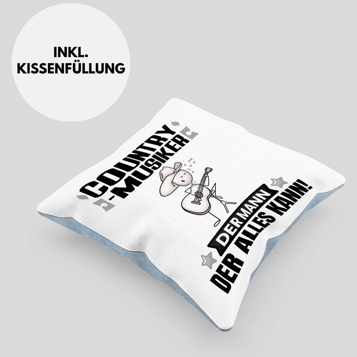 Country-Musiker Kissen mit Füllung 40x40 Geschenk für Country-Musiker Der Mann Der Alles Kann Geschenkidee zum Geburtstag (Grau) Blau Trendation