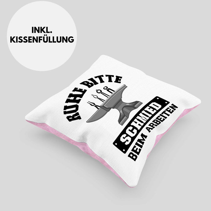 Schmied Geschenke Kissen mit Füllung 40x40 mit Spruch Hufschmied Geschenkidee (Grau) Rosa Trendation