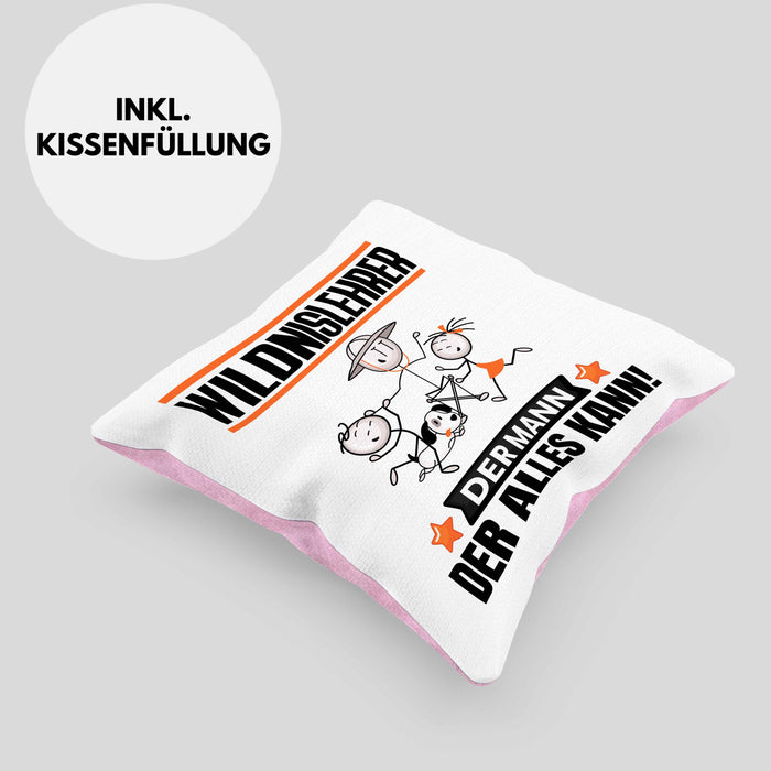 Wildnislehrer Kissen mit Füllung 40x40 Geschenk für Wildnislehrer Der Mann Der Alles Kann Geschenkidee zum Geburtstag (Grau) Rosa Trendation