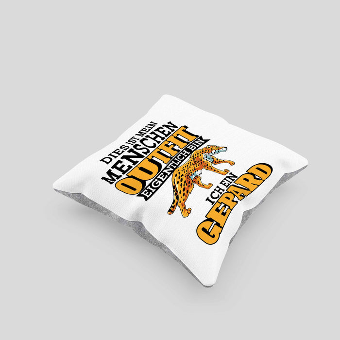 Lustige Gepard Kissen mit Füllung 40x40 Spruch Kostüm Geschenkidee (Grau) Grau Trendation