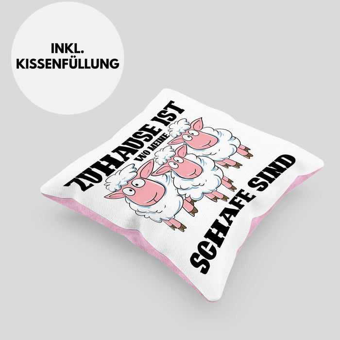 Lustige Kissen mit Füllung 40x40 Schaf Liebhaber Hirte Geschenk zum Geburtstag (Grau) Rosa Trendation