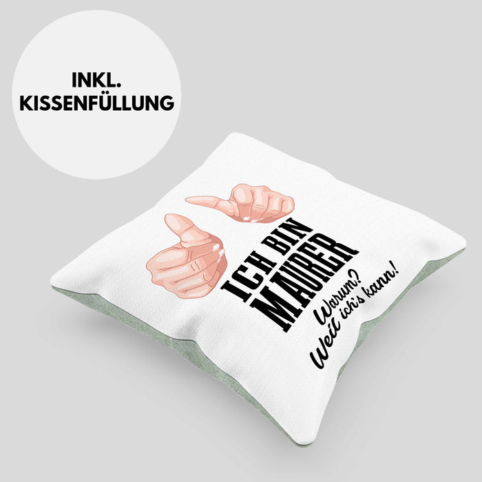 Maurer Kissen mit Füllung 40x40 Geschenk Mit Spruch Geschenkidee Lustig Männer Job (Grau) Grün Trendation