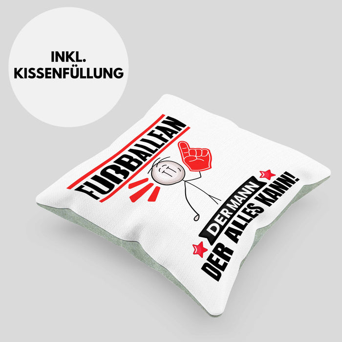 Fußballfan Kissen mit Füllung 40x40 Geschenk für Fußballfan Der Mann Der Alles Kann Geschenkidee zum Geburtstag (Grau) Grün Trendation