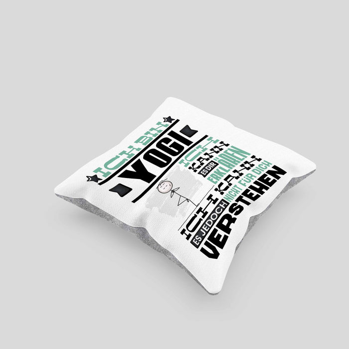 Yogi Geschenk Kaffee-Kissen mit Füllung 40x40 Geschenkidee für Yogi Ich Bin Yogi Ich Kann Es Dir Erklären Jedoch Nicht Für Dich Verstehen Spruch Lustig (Grau) Grau Trendation