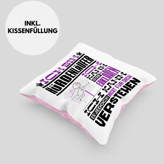 Hürdenläufer Geschenk Kaffee-Kissen mit Füllung 40x40 Geschenkidee für Hürdenläufer Ich Bin Hürdenläufer Ich Kann Es Dir Erklären Jedoch Nicht Für Dich Verstehen Spruch Lustig (Grau) Rosa Trendation