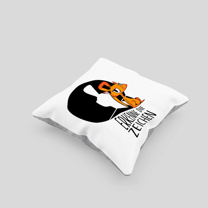 Kissen mit Füllung 40x40 mit Katzenmotiv - Erkenne die Zeichen Geschenk Spruch Geschenkidee (Grau) Grau Trendation
