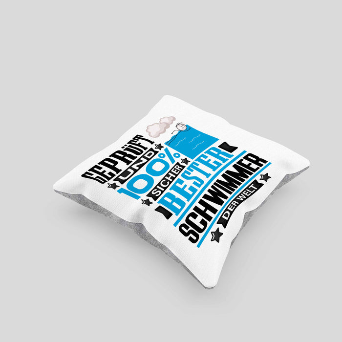 Schwimmer Geschenk Lustiger Spruch für Schwimmer Geschenkidee Bester Schwimmer Der WeltKissen mit Füllung 40x40 (Grau) Grau Trendation