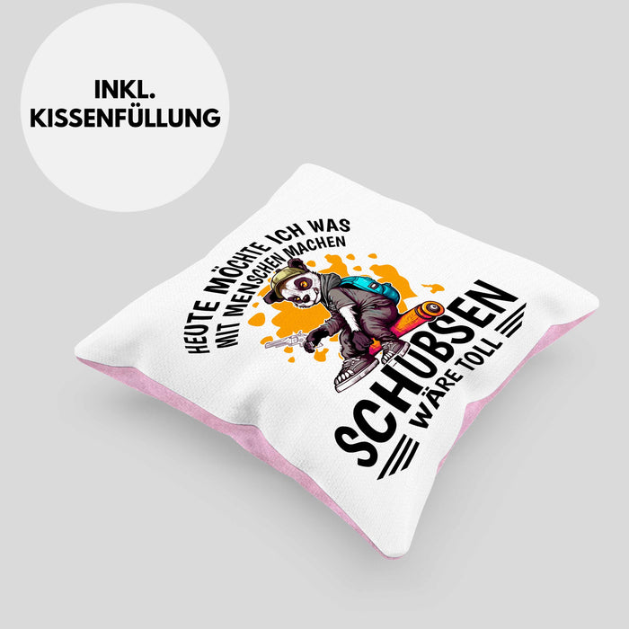 Lustige Kissen mit Füllung 40x40 Waschbär Heute Möchte Ich Was Mit Menschen Machen Schubsen Wäre Toll Sarkasmus Ironier Humor (Grau) Rosa Trendation
