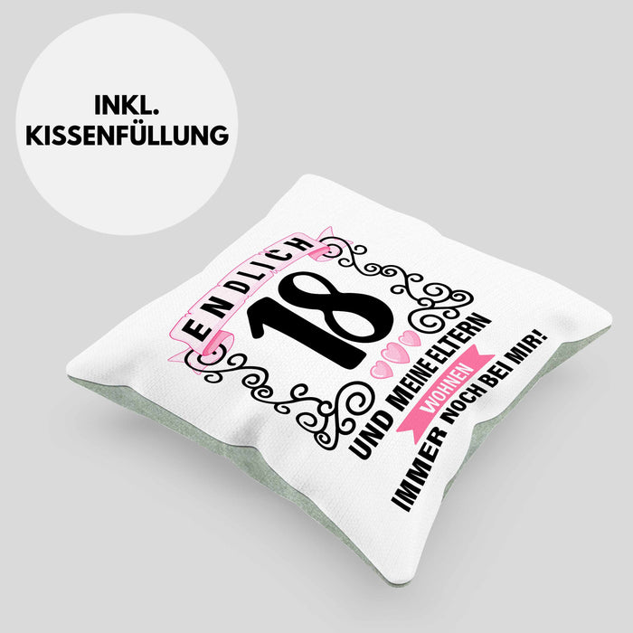 18er Geburtstag Kissen mit Füllung 40x40 Geschenk Mädchen Jungen Geschenkidee Lustig Spruch 18 Geschenke Geschenkideen zum 18 Bday 18. (Grau) Grün Trendation