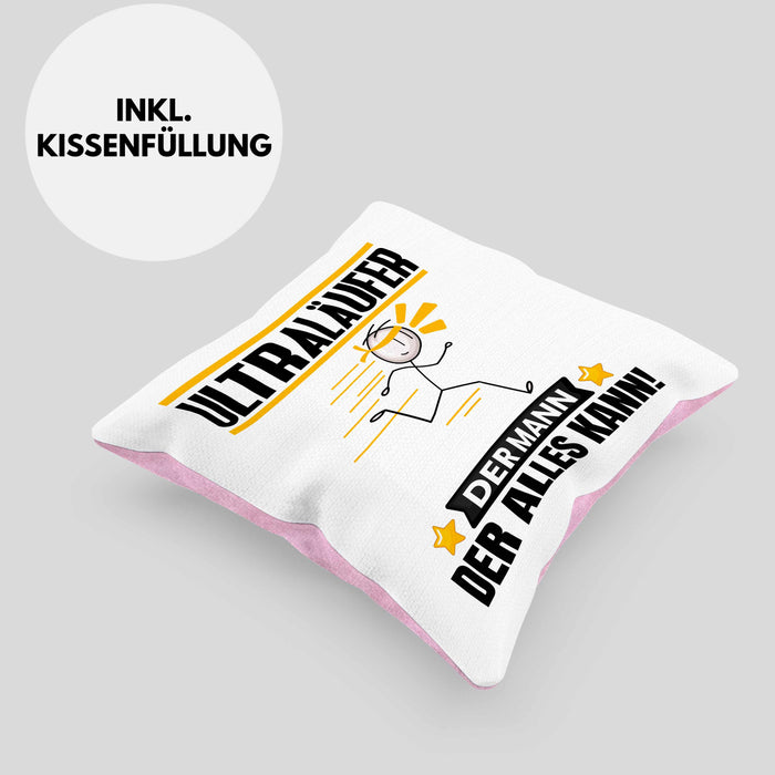 Ultraläufer Kissen mit Füllung 40x40 Geschenk für Ultraläufer Der Mann Der Alles Kann Geschenkidee zum Geburtstag (Grau) Rosa Trendation