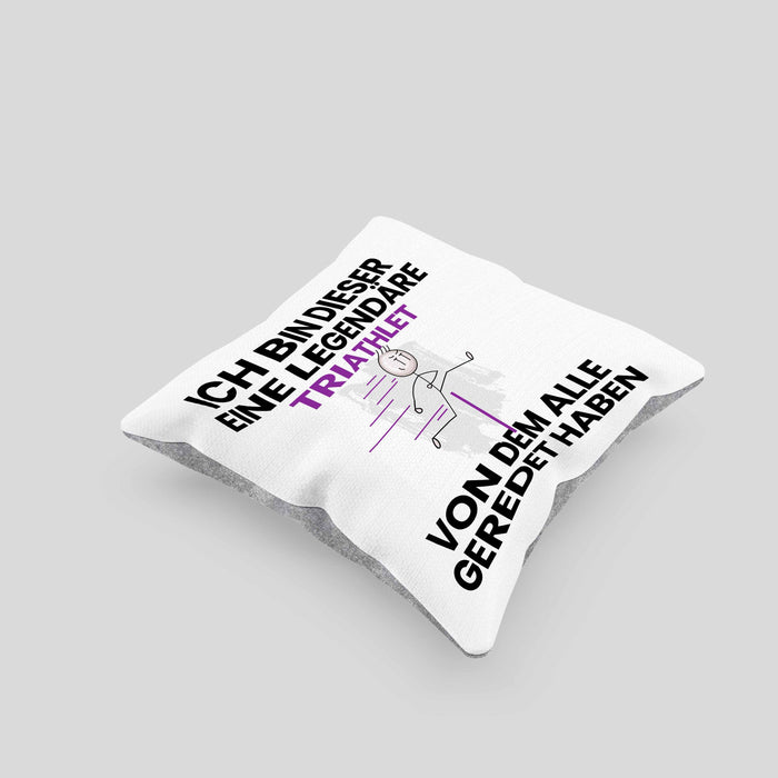 Triathlet Geschenk Kissen mit Füllung 40x40 Lustige Geschenkidee Geburtstag für Triathlet Ich Bin Dieser Legendäre Triathlet Von Dem Alle Geredet Haben (Grau) Grau Trendation
