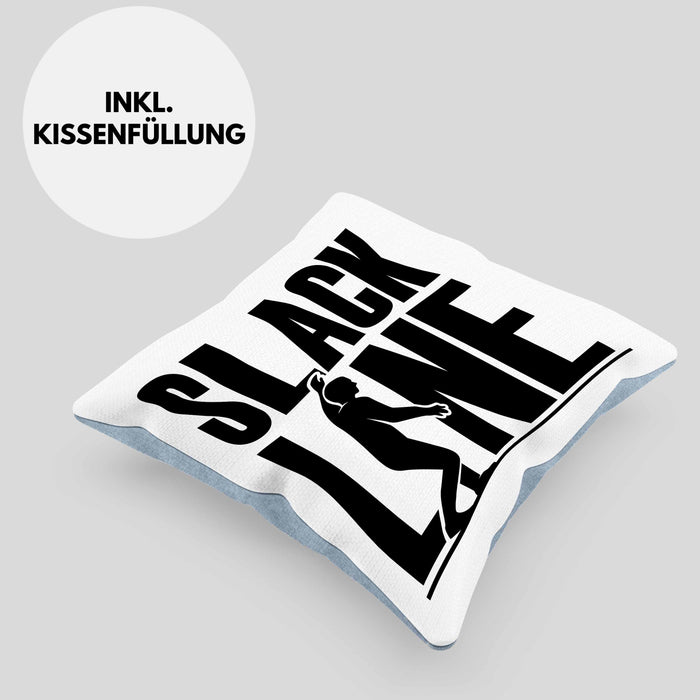 Lustige Kissen mit Füllung 40x40 für Slackliner Geschenk Slackline (Grau) Blau Trendation