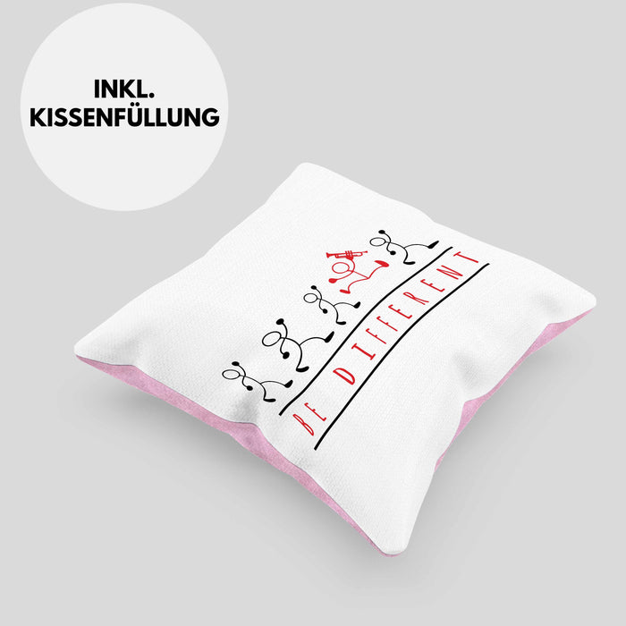 Posaunist Kissen mit Füllung 40x40 Geschenk Sei Anders Posaune Kaffee Geschenkidee Lustig (Grau) Rosa Trendation