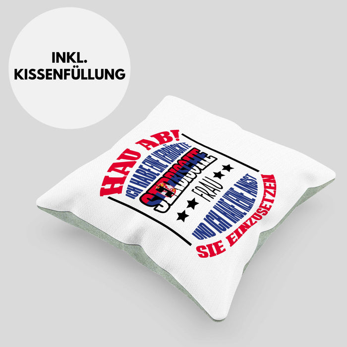 Lustige Serbe Kissen mit Füllung 40x40 Geschenk für Serbien-Liebhaber "Ich Habe Eine Serbische Frau" (Grau) Grün Trendation