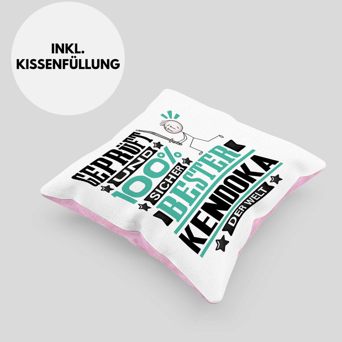 Kendoka Geschenk Lustiger Spruch für Kendoka Geschenkidee Bester Kendoka Der WeltKissen mit Füllung 40x40 (Grau) Rosa Trendation