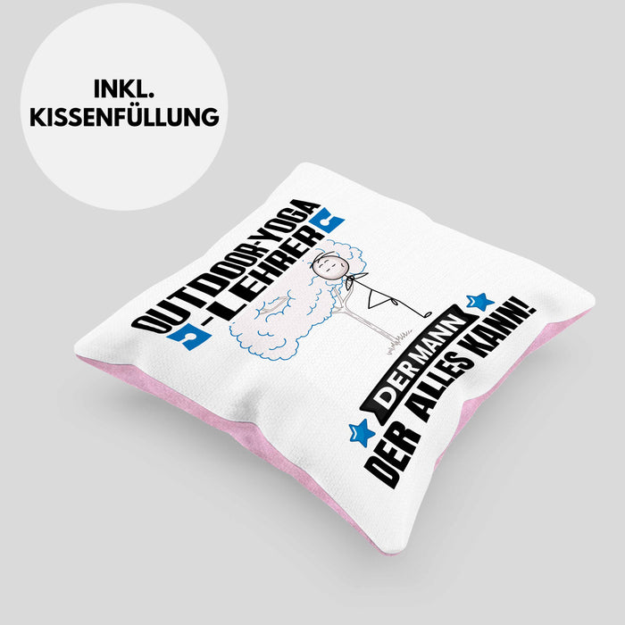 Outdoor-Yoga-Lehrer Kissen mit Füllung 40x40 Geschenk für Outdoor-Yoga-Lehrer Der Mann Der Alles Kann Geschenkidee zum Geburtstag (Grau) Rosa Trendation