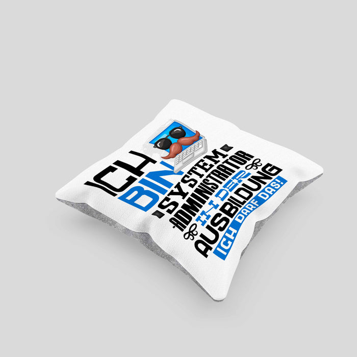 Systemadministrator Ausbildung Kissen mit Füllung 40x40 Geschenk Ich Bin Systemadministrator In Der Ausbildung Ich Darf Das Geschenkidee Spruch (Grau) Grau Trendation