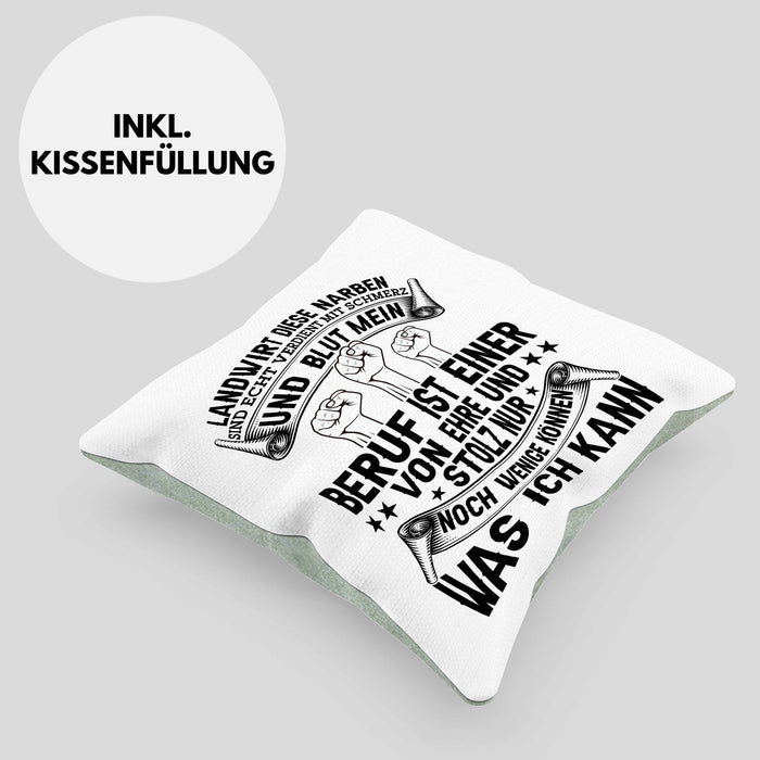 Landwirt Kissen mit Füllung 40x40 Geschenk Diese Narben Sind Echt Geschenkidee Bauer Bauernhof (Grau) Grün Trendation