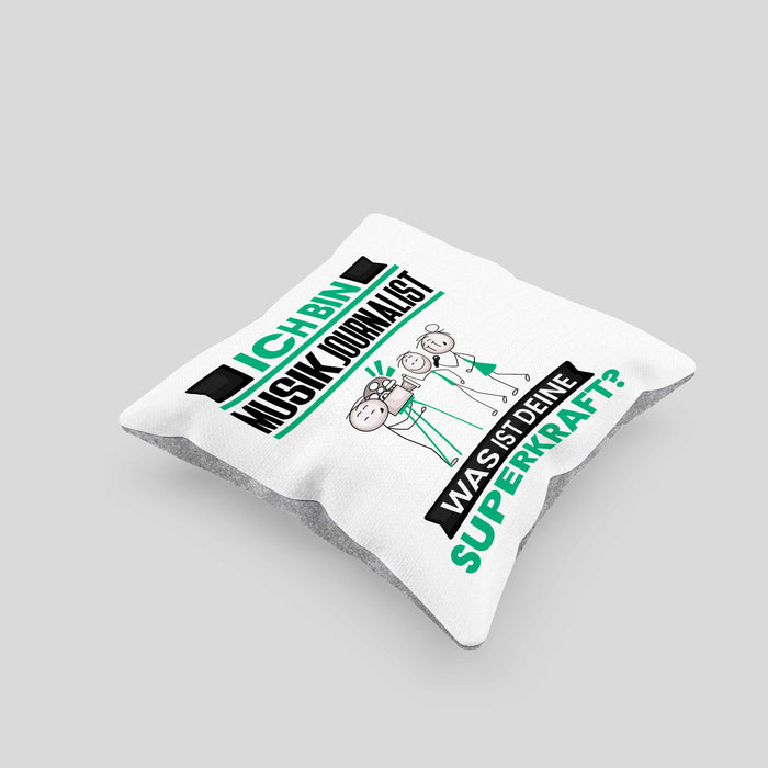 Musikjournalist Kissen mit Füllung 40x40 Geschenk für Musikjournalist Geburtstag Lustiger Spruch Was Ist Deine Superkraft (Grau) Grau Trendation