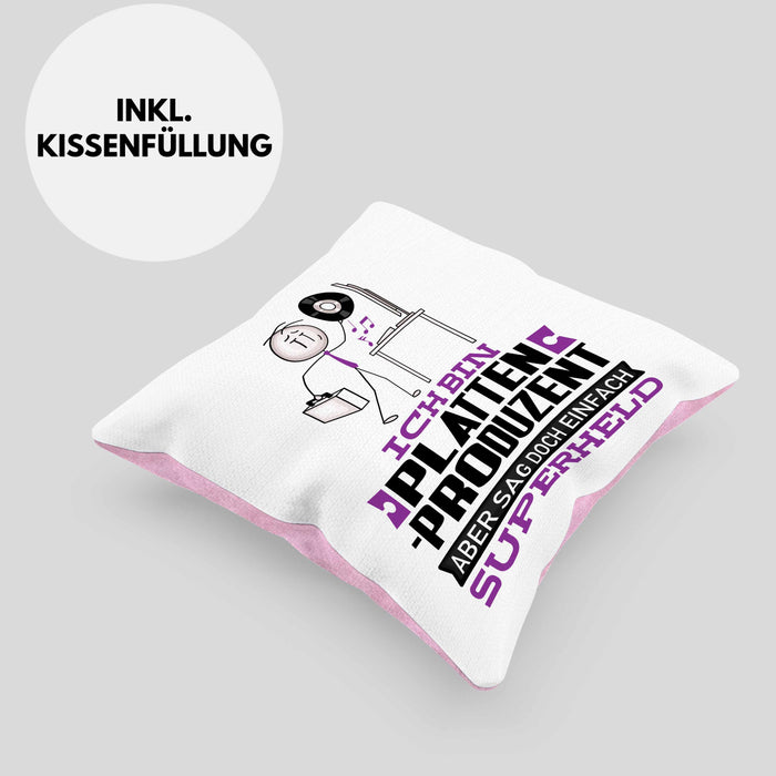 Plattenproduzent Geschenk Kissen mit Füllung 40x40 Ich Bin Plattenproduzent Aber Sag Doch Einfach Superheld Lustige Geschenkdiee für Plattenproduzent (Grau) Rosa Trendation
