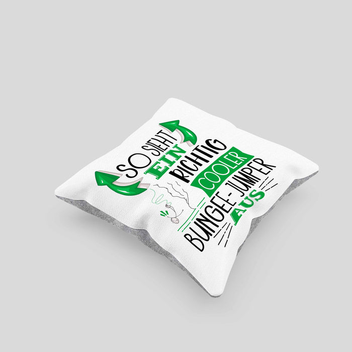 So Sieht Ein Richtig Cooler Bungee-Jumper Aus Geschenk Kissen mit Füllung 40x40 Lustiger Spruch Geschenkidee (Grau) Grau Trendation