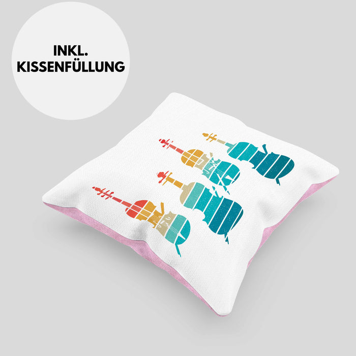 Geigenspieler Geschenk Kissen mit Füllung 40x40 Geigenspielerin Geigen Grafik Retro (Grau) Rosa Trendation