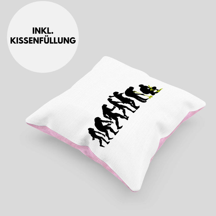 Gärtner Evolution Kissen mit Füllung 40x40 mit Spruch Garten Hobbygärtner Gärtner Geschenk Lustig Gärtnerin Geschenkidee (Grau) Rosa Trendation