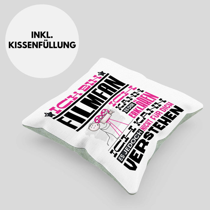 Filmfan Geschenk Kaffee-Kissen mit Füllung 40x40 Geschenkidee für Filmfan Ich Bin Filmfan Ich Kann Es Dir Erklären Jedoch Nicht Für Dich Verstehen Spruch Lustig (Grau) Grün Trendation