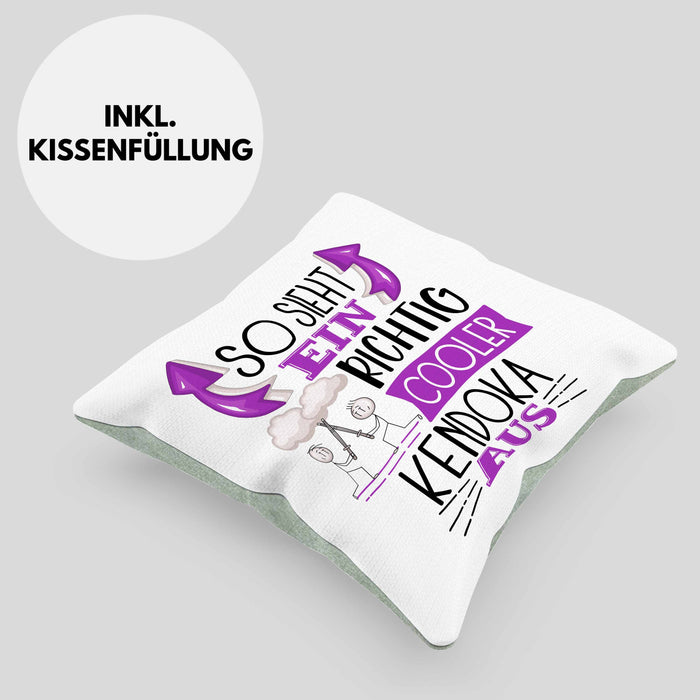 So Sieht Ein Richtig Cooler Kendoka Aus Geschenk Kissen mit Füllung 40x40 Lustiger Spruch Geschenkidee (Grau) Grün Trendation