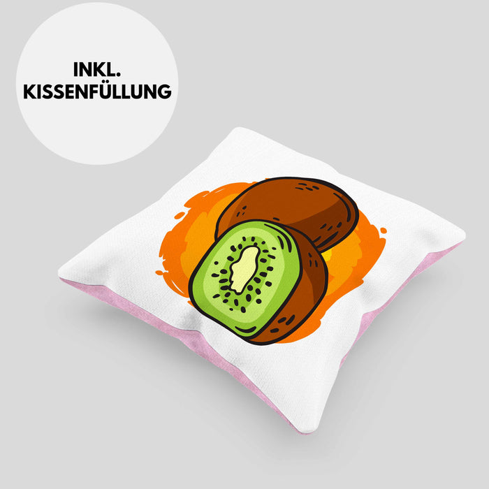 Lustige Kissen mit Füllung 40x40 mit Kiwi-Grafik Geschenk für Kiwi-Liebhaber (Grau) Rosa Trendation