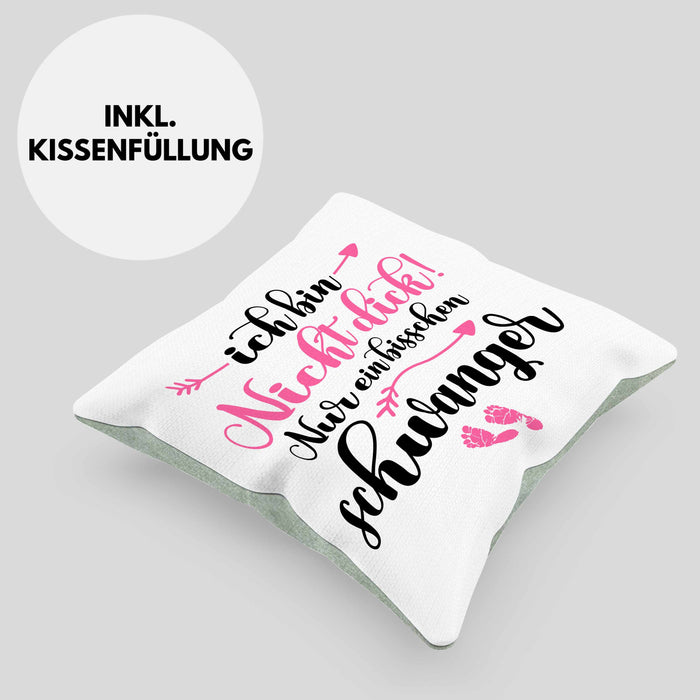 Kissen mit Füllung 40x40 Ich Bin Nicht Dick Ich Bin Schwanger Geschenk Überraschung Schwangerschaftsverkündung (Grau) Grün Trendation