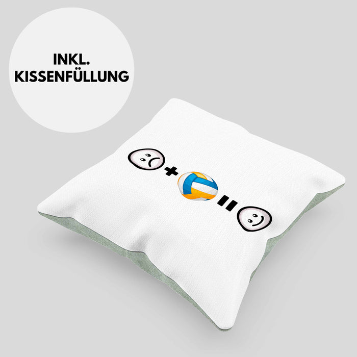 Volleyball Kissen mit Füllung 40x40 Geschenkidee für Volleyball-Spieler Geburtstag Lustiges Geschenk :( + Volleyball = :) (Grau) Grün Trendation