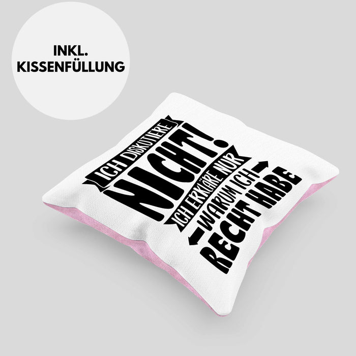 Lustige Kissen mit Füllung 40x40 Besserwisser Mit Spruch Ich Diskutiere Nicht Ich Erkläre Nur Warum Ich Recht Habe Sprüche Geschenkidee Kollege (Grau) Rosa Trendation
