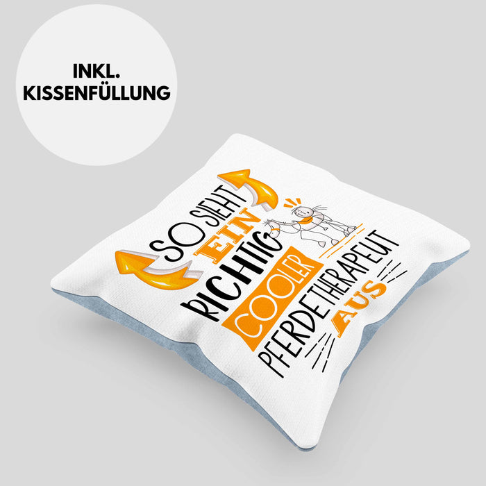 Pferdetherapeut Kissen mit Füllung 40x40 So Sieht Ein Richtig Cooler Pferdetherapeut Aus Geschenk Lustiger Spruch Geschenkidee (Grau) Blau Trendation