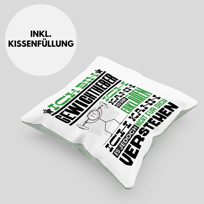 Gewichtheber Geschenk Kaffee-Kissen mit Füllung 40x40 Geschenkidee für Gewichtheber Ich Bin Gewichtheber Ich Kann Es Dir Erklären Jedoch Nicht Für Dich Verstehen Spruch Lustig (Grau) Grün Trendation