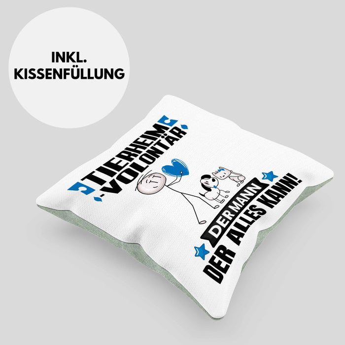 Tierheimvolontär Kissen mit Füllung 40x40 Geschenk für Tierheimvolontär Der Mann Der Alles Kann Geschenkidee zum Geburtstag (Grau) Grün Trendation