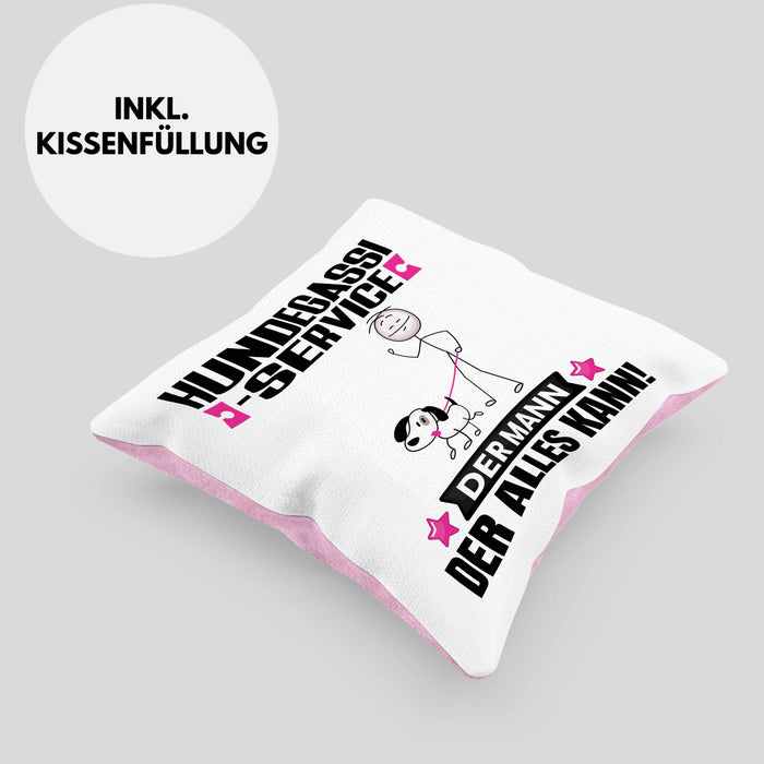 Hundegassi-Service Kissen mit Füllung 40x40 Geschenk für Hundegassi-Service Der Mann Der Alles Kann Geschenkidee zum Geburtstag (Grau) Rosa Trendation
