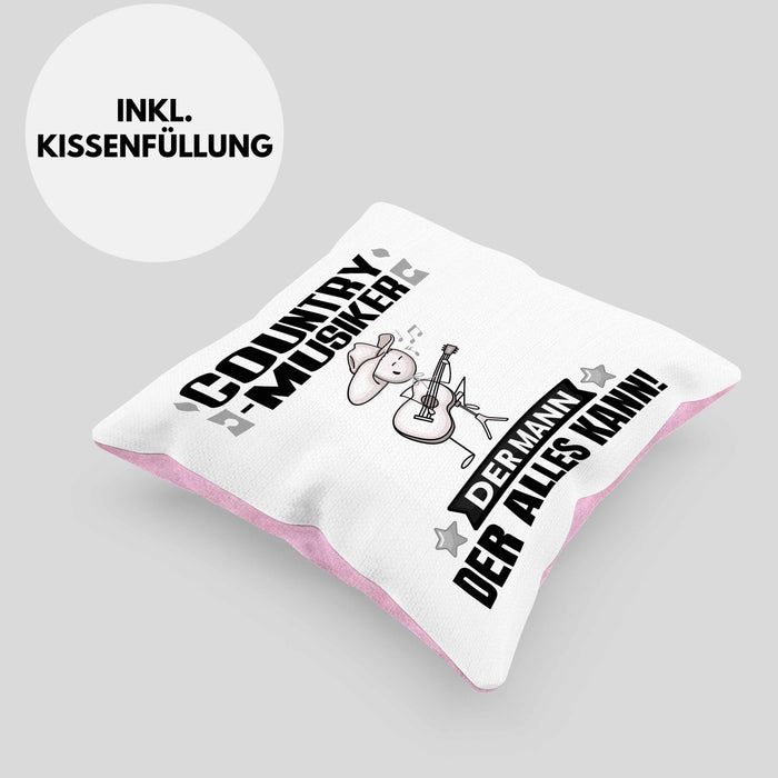 Country-Musiker Kissen mit Füllung 40x40 Geschenk für Country-Musiker Der Mann Der Alles Kann Geschenkidee zum Geburtstag (Grau) Rosa Trendation