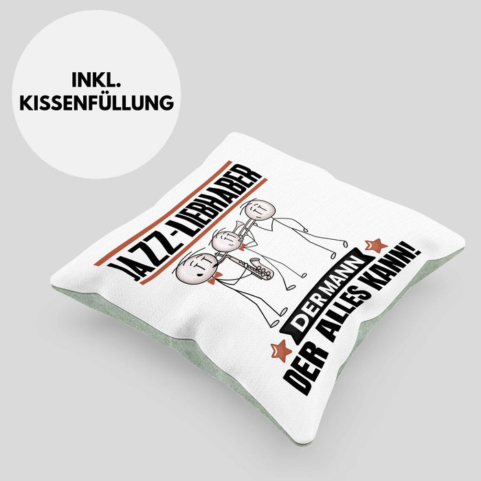 Jazz-Liebhaber Kissen mit Füllung 40x40 Geschenk für Jazz-Liebhaber Der Mann Der Alles Kann Geschenkidee zum Geburtstag (Grau) Grün Trendation