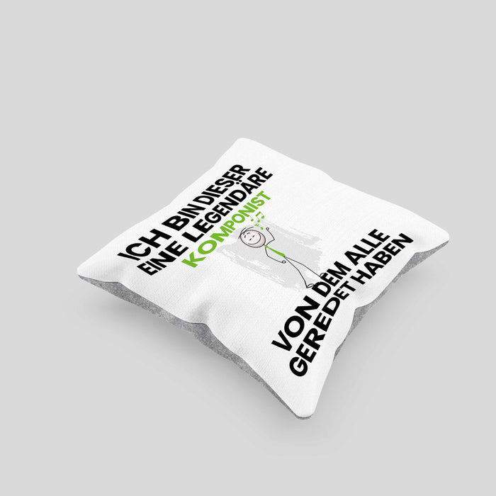 Komponist Geschenk Kissen mit Füllung 40x40 Lustige Geschenkidee Geburtstag für Komponist Ich Bin Dieser Legendäre Komponist Von Dem Alle Geredet Haben (Grau) Grau Trendation