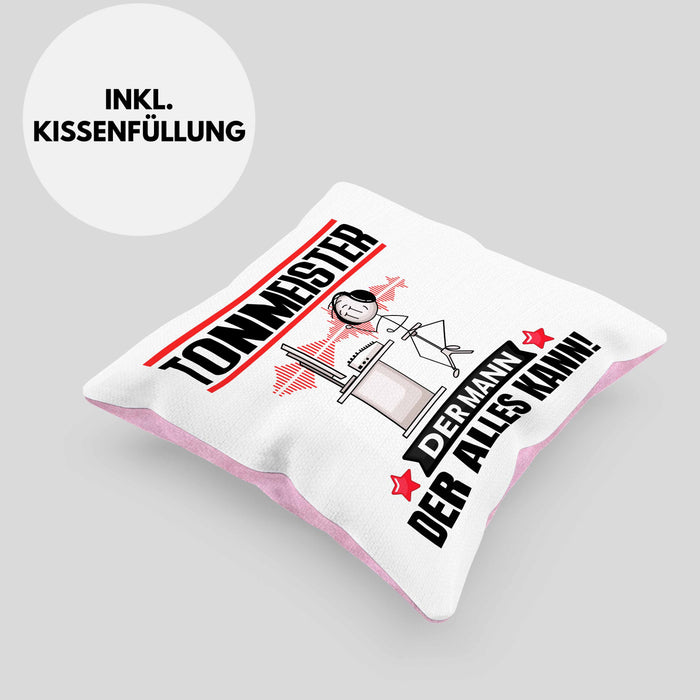 Tonmeister Kissen mit Füllung 40x40 Geschenk für Tonmeister Der Mann Der Alles Kann Geschenkidee zum Geburtstag (Grau) Rosa Trendation