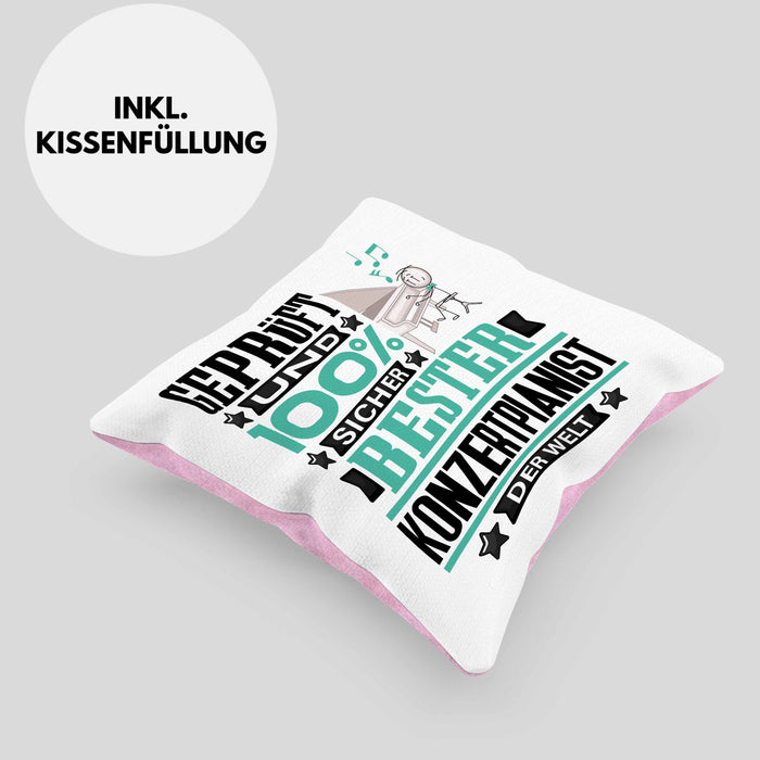 Konzertpianist Geschenk Lustiger Spruch für Konzertpianist Geschenkidee Bester Konzertpianist Der WeltKissen mit Füllung 40x40 (Grau) Rosa Trendation