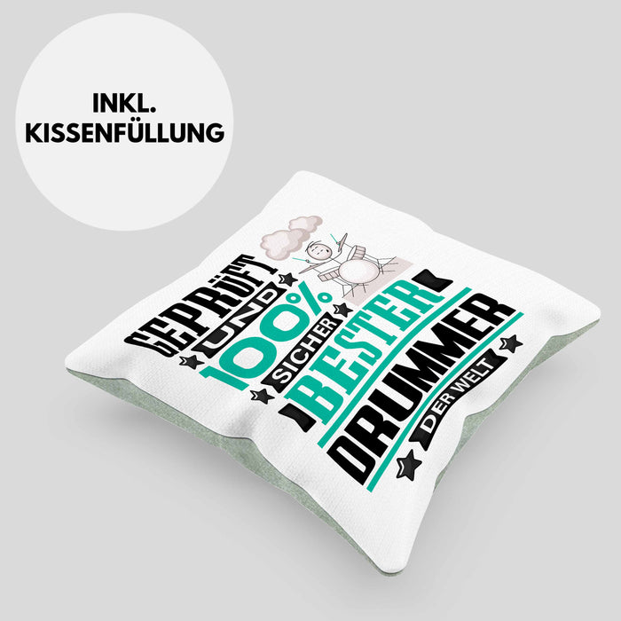 Drummer Geschenk Lustiger Spruch für Drummer Geschenkidee Bester Drummer Der WeltKissen mit Füllung 40x40 (Grau) Grün Trendation