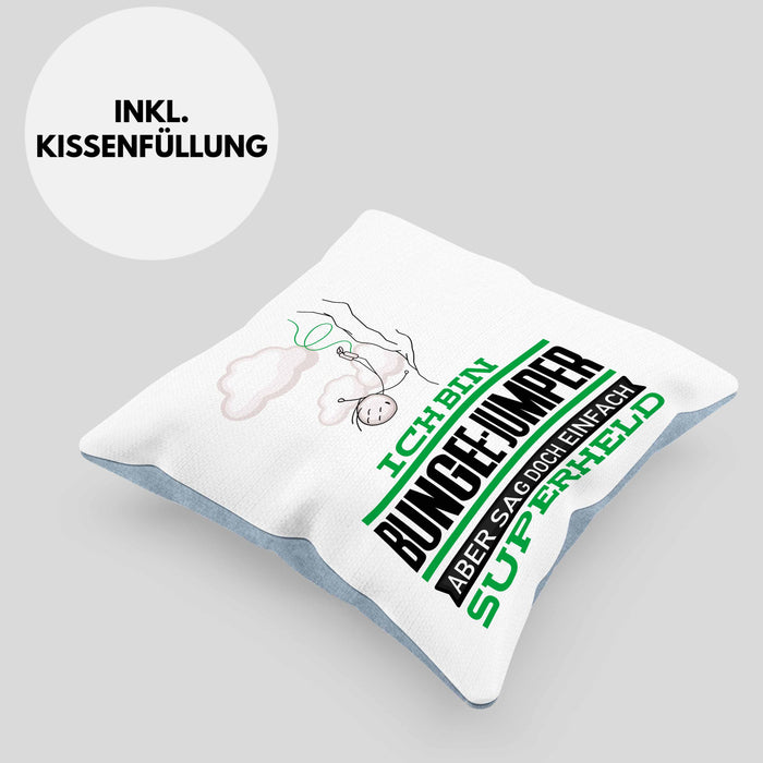 Bungee-Jumper Geschenk Kissen mit Füllung 40x40 Ich Bin Bungee-Jumper Aber Sag Doch Einfach Superheld Lustige Geschenkdiee für Bungee-Jumper (Grau) Blau Trendation